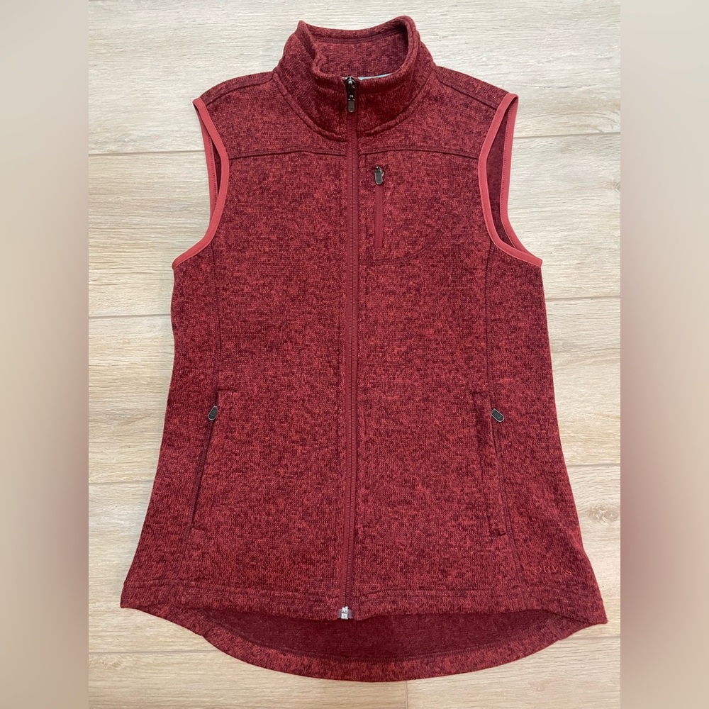 Orvis Womens marled Zip-Up pockets sweater Vest size XS